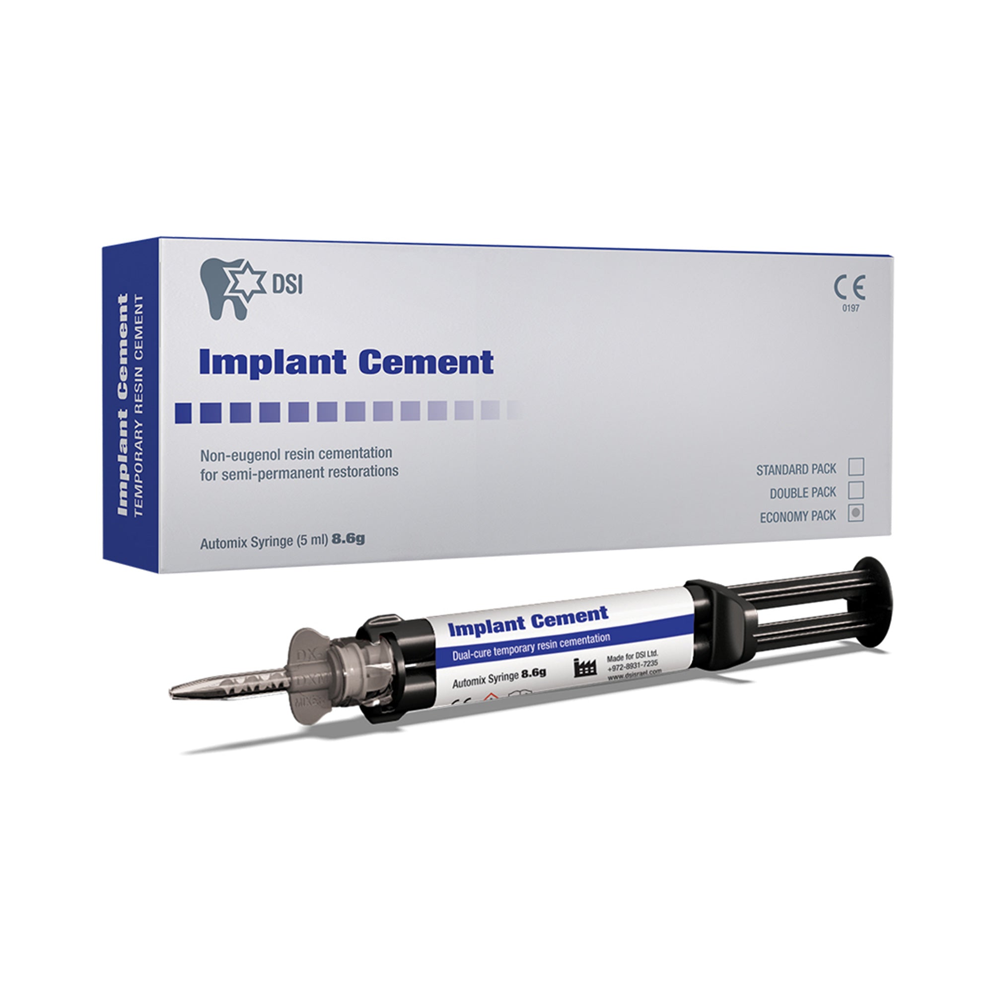 DSI Semi-Permament Implant Cement For Crowns 8.6g Automix Syringe