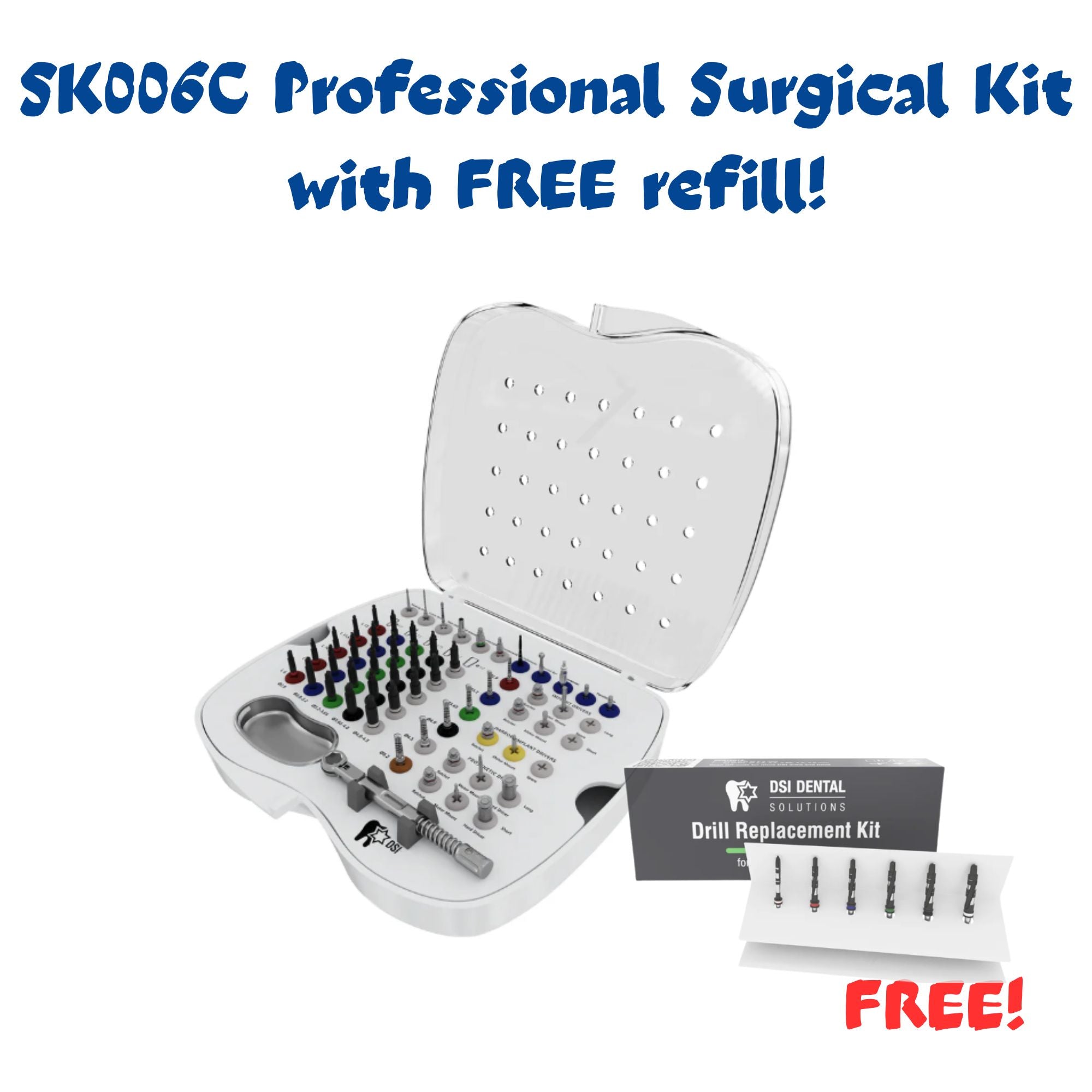 SK006С Professional Surgical Kit with Conical Drills + FREE refill