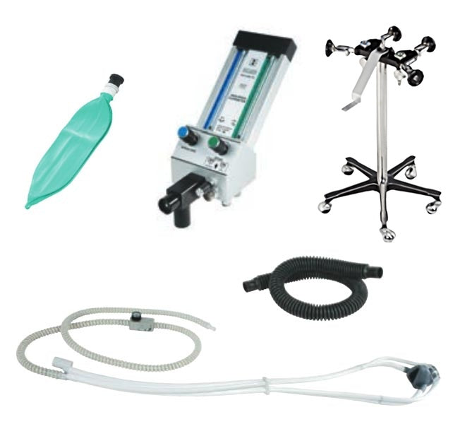 Belmed Nitrous Oxide Flowmeter System with 4 Cylinder Yoke Block