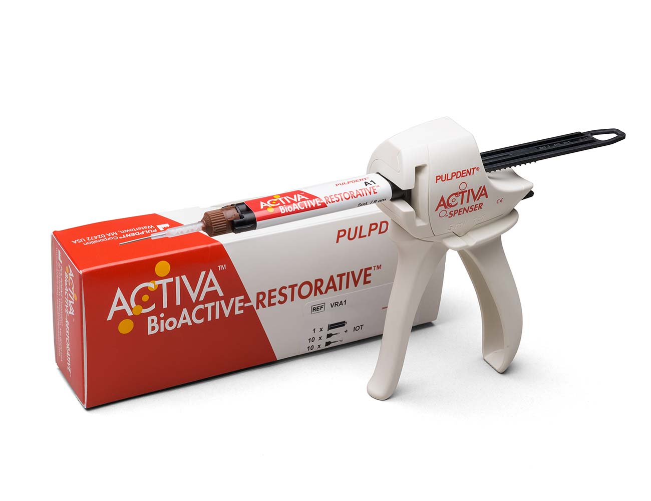 ACTIVATM BioACTIVE - RESTORATIVE STARTER KIT: A1 Shade 5mL/8gm syringe, ACTIVA-SPENSERTM + 20 mix tips -***Check For Free good Offers***