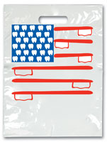Bags - 2 Color American Flag Large 9x13 (100)