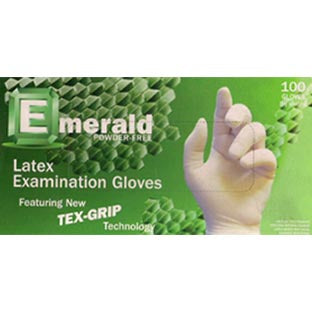 Emerald Powder-Free Latex Exam Gloves, Medium, (100bx)