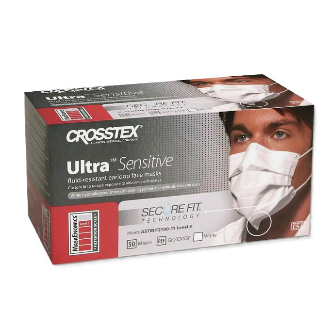 White Level 3 Ultra Sensitive Earloop Mask (50/box - 500/box)