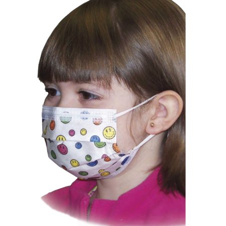 Precept 15150 Children's Face Mask EARLOOP, PFE Greater Than 99%, Child Sized, Happy Face Print BOX 75