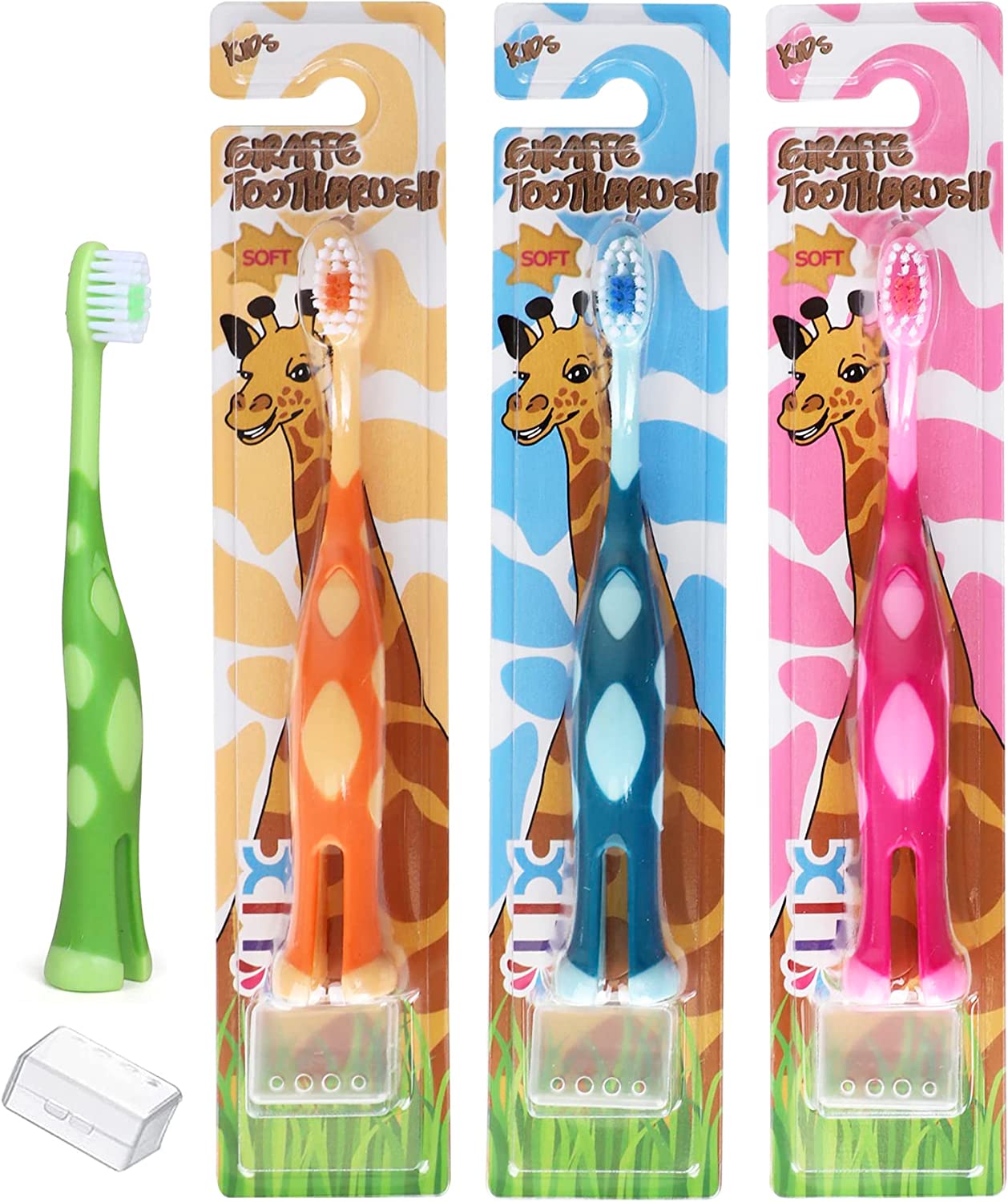 Lix Giraffe Toothbrushes for kids - Pack of 4