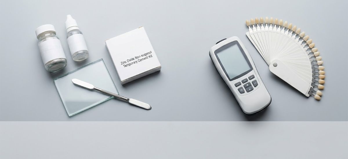 Glass ionomer cement, temporary cement kit, digital spectrophotometer & shade tabs