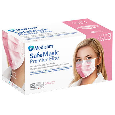 SafeMask Premier Elite Earloop Masks Pink, 50/Box, 2046