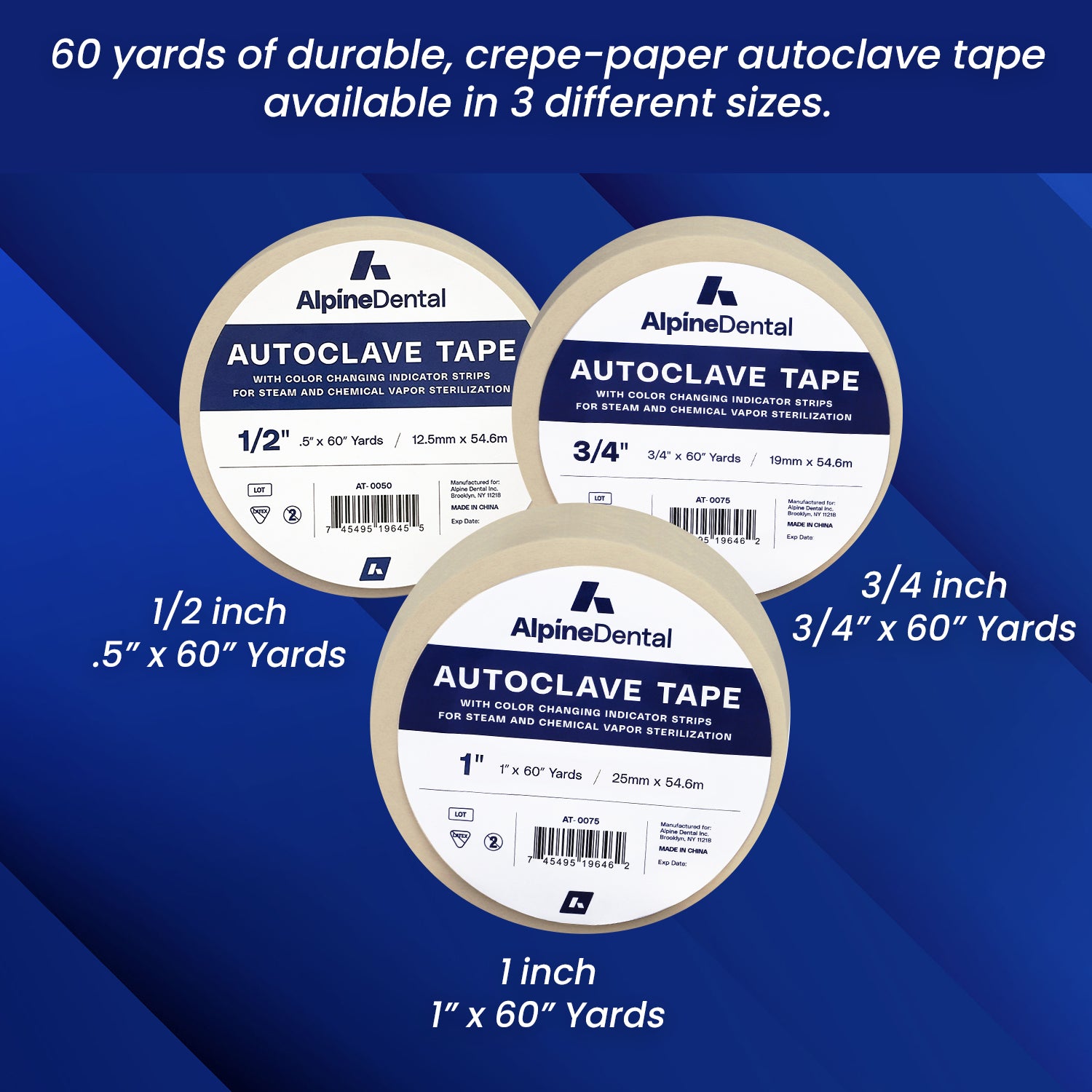 Autoclave Tape, Sterilization Indicator Tape - 60 Yard Roll