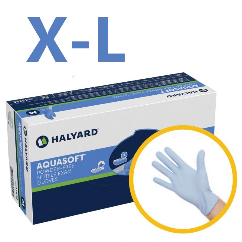 Gloves X-Large - Blue - Aquasoft Nitrile Exam Powder-Free - 300 Box