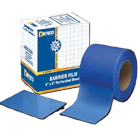 Defend Barrier Film, with Non-Stick Edge, Blue, 4" x 6" Sheets (1200/pk)