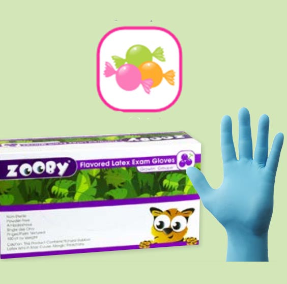 Gloves - Zooby Gator Gum Flavored - Latex PF (100)