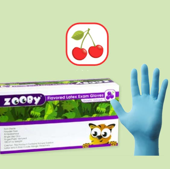 Gloves - Zooby Cheetah Cherry Flavored - Latex PF (100)