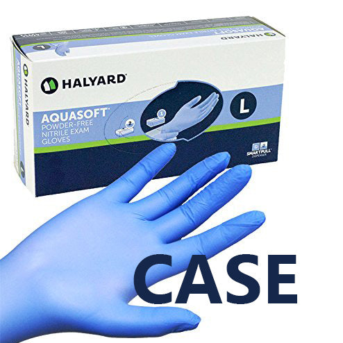 Gloves All Sizes - Blue - Aquasoft Nitrile Exam Powder-Free - (Box of 300 X 10)