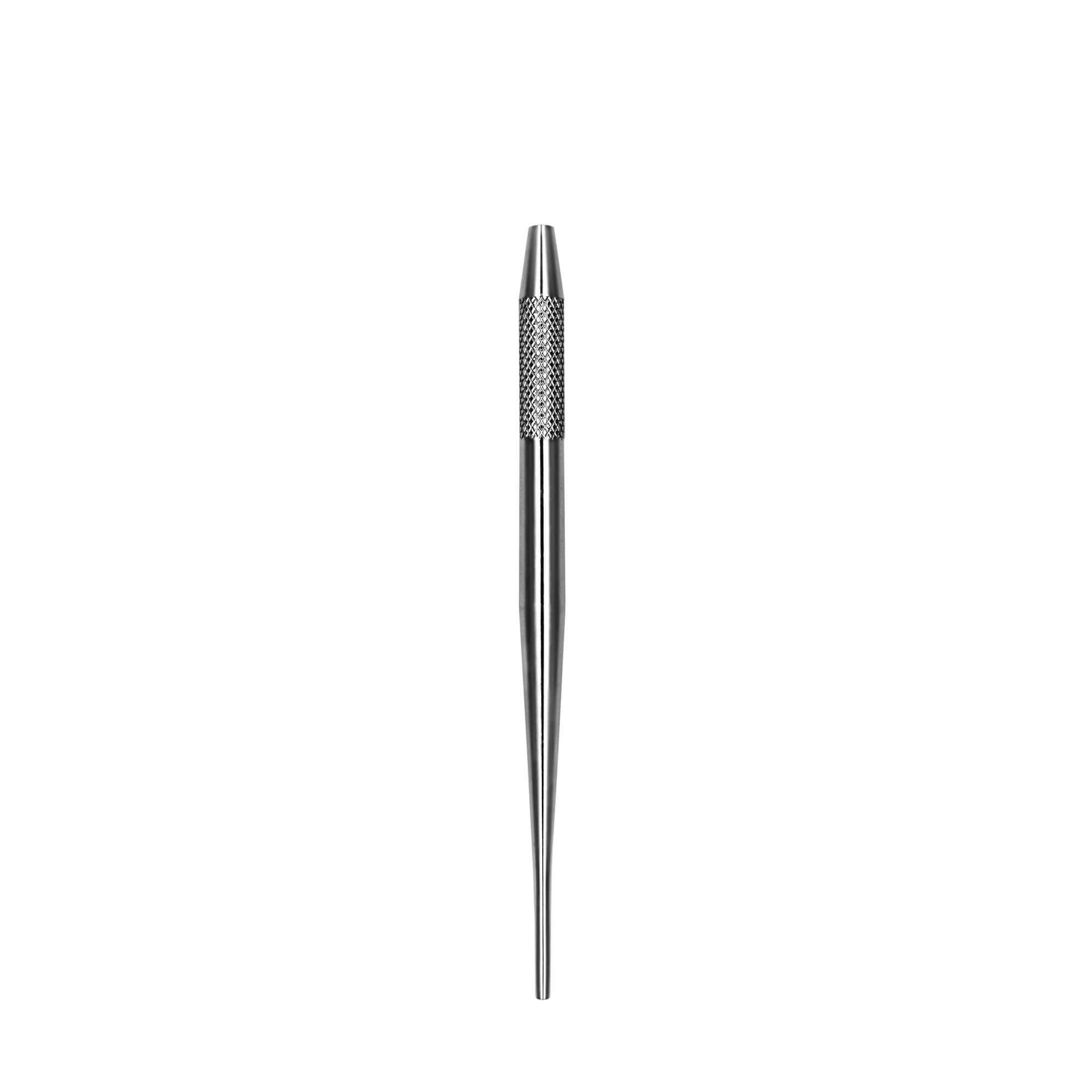 Mirror Handle Round, Simple Stem. Satin Steel.