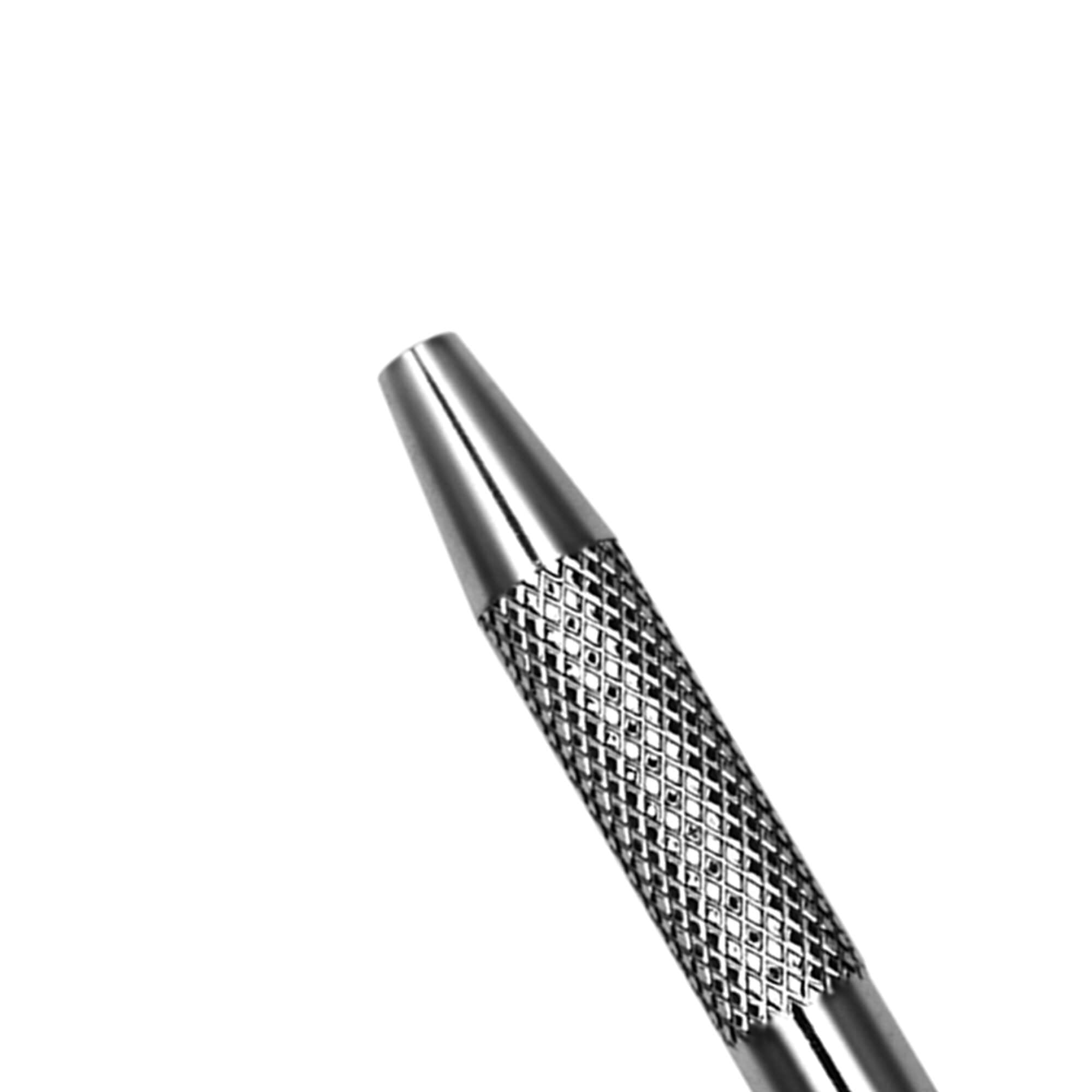 Mirror Handle Round, Simple Stem. Satin Steel.