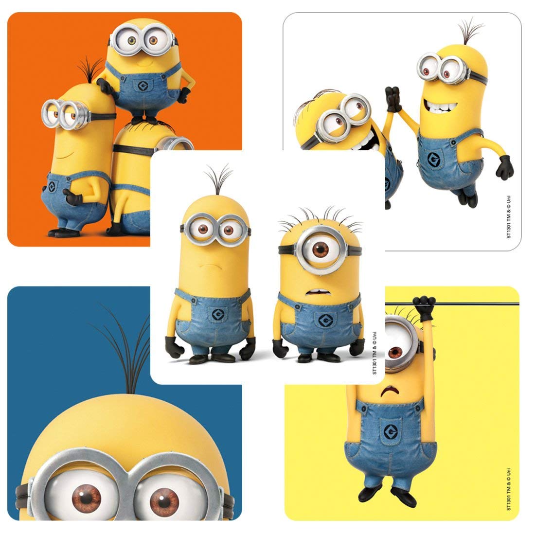 Stickers - Minions(100 Pk.) 5 Designs, 2-1/2"  X 2-1/2"  Square