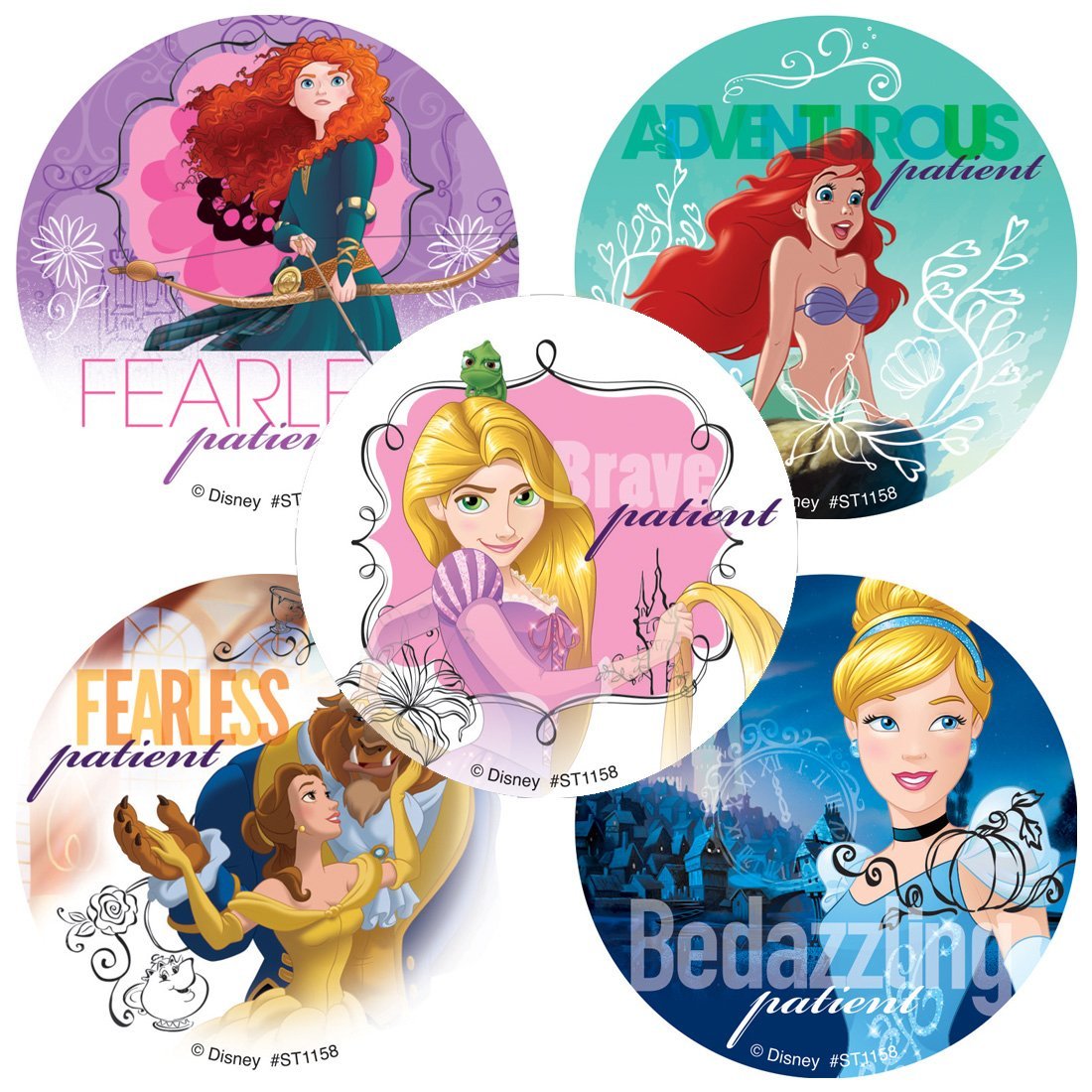 Stickers - Disney Princess Friendship Patient(100 Pk.) 5 Designs, 2-1/2"  X 2-1/2"  Square