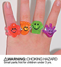Rings - Childrens Smile Glitter Assorted (144)