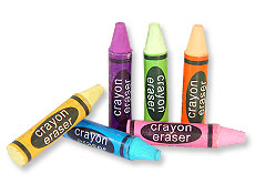 Erasers - 2 3/4" Crayons - assorted 36 per pack