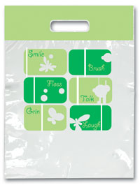 Bags - 2 Color Green Sayings Small 7.5x9 (100)