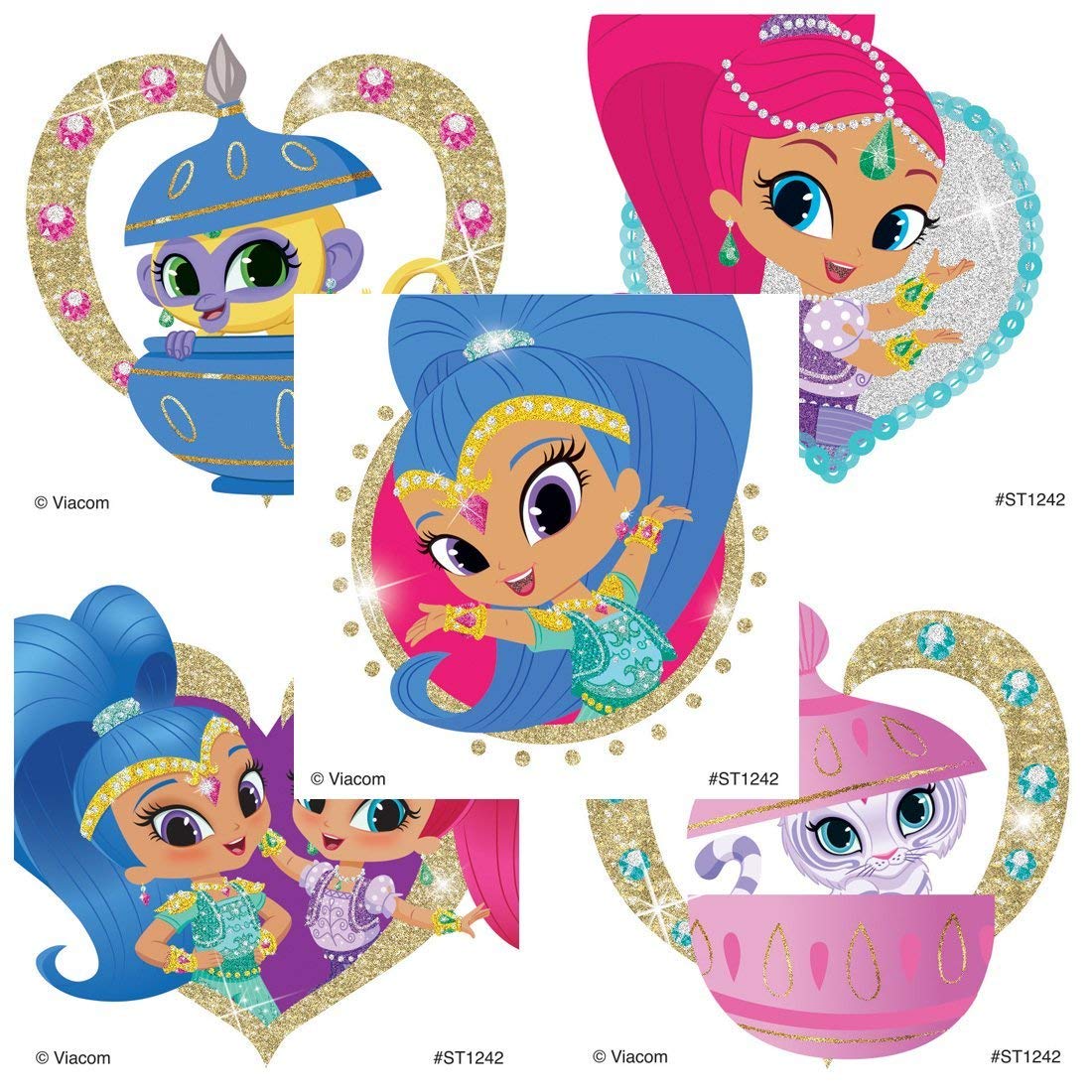 Stickers - Shimmer & Shine Glitter(50 Pk.) 5 Designs, 2-1/2"  X 2-1/2"  Square