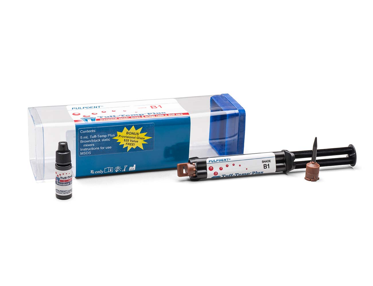 TUFF-TEMP™ PLUS 5 mL AUTOMIX SYRINGE, 8 automix tips, 3 mL Glaze