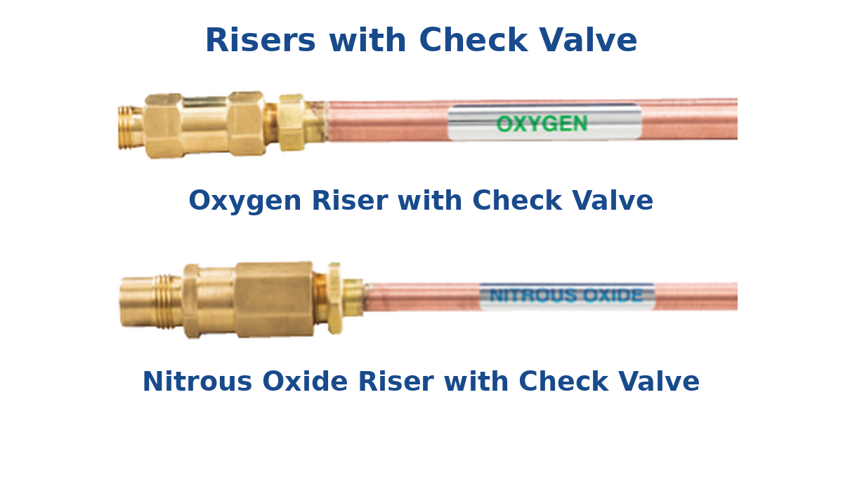 Risers with Check Valve Only – Oxygen/Nitrous Oxide