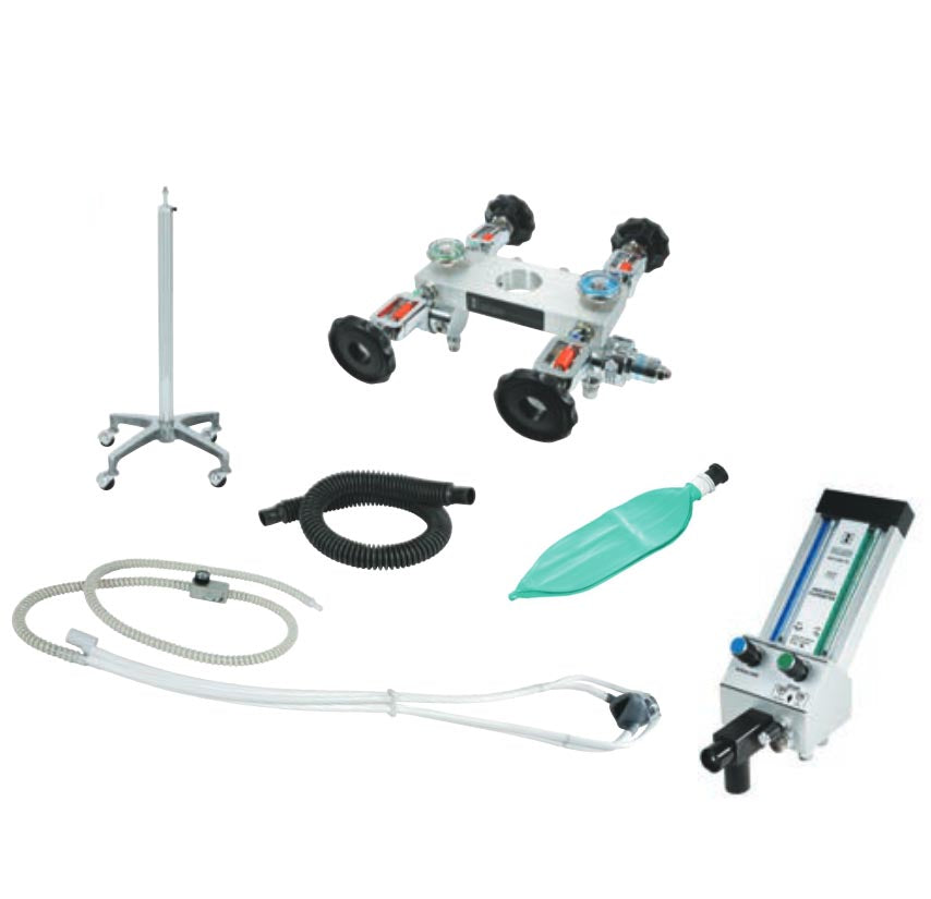 Belmed Nitrous Oxide Flowmeter System with 4 Cylinder Yoke Block