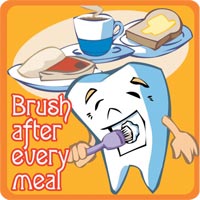 Stickers - Brush After Meals 2.5x2.5  (100pk)