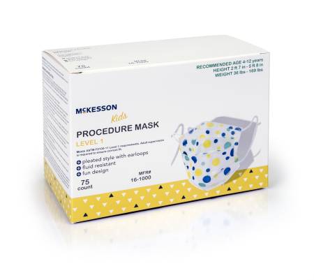 Procedure Mask McKesson Pleated Earloops Child Size Kid Design (75/bx)