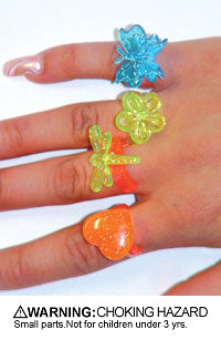 Rings - Childrens Glitter Spring Assorted (144)