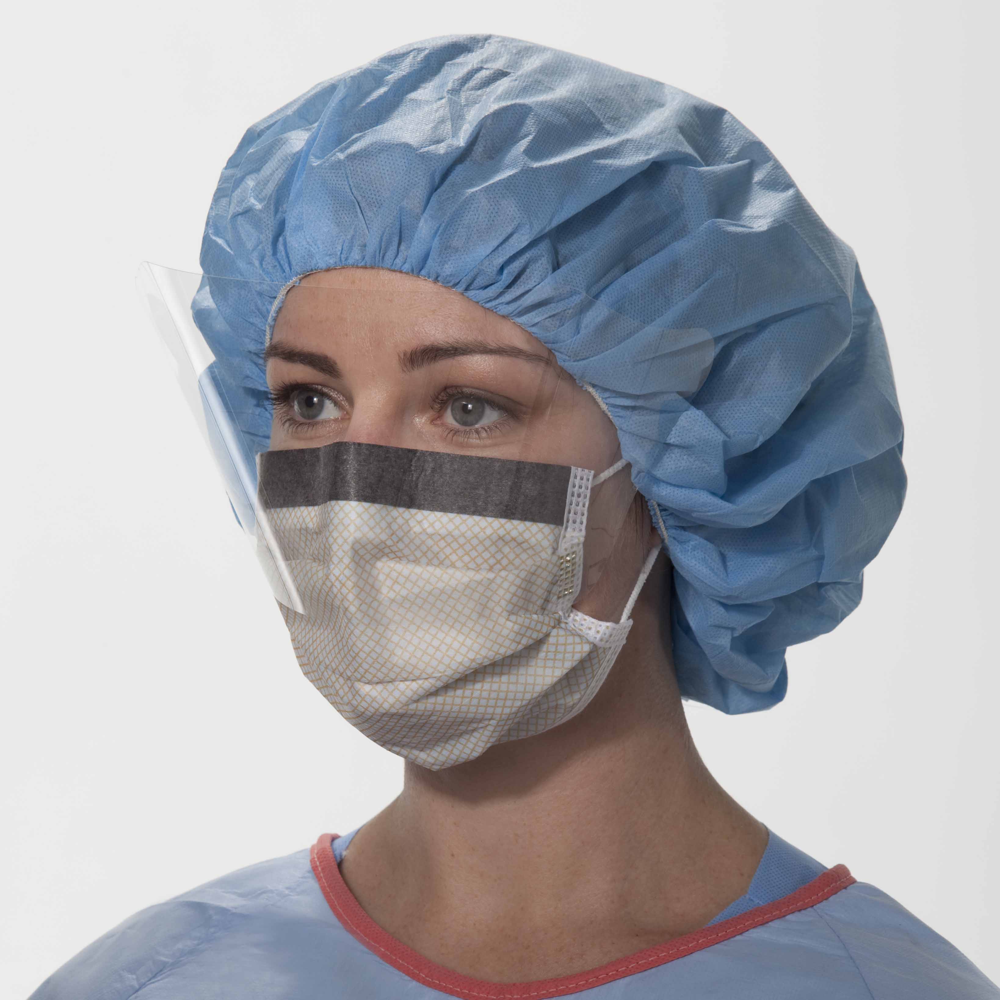 FluidShield Procedure Mask with Eye Shield - Level 3 - Orange (25/Box)