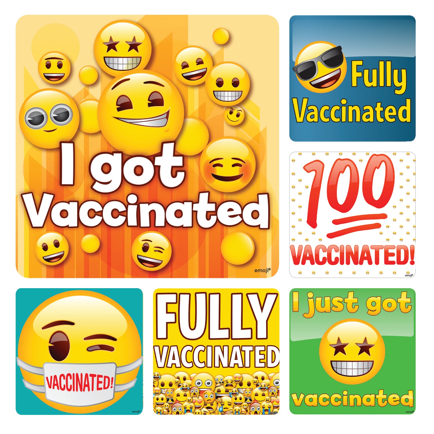 Stickers - Emoji Vaccinated Stickers (100pk)