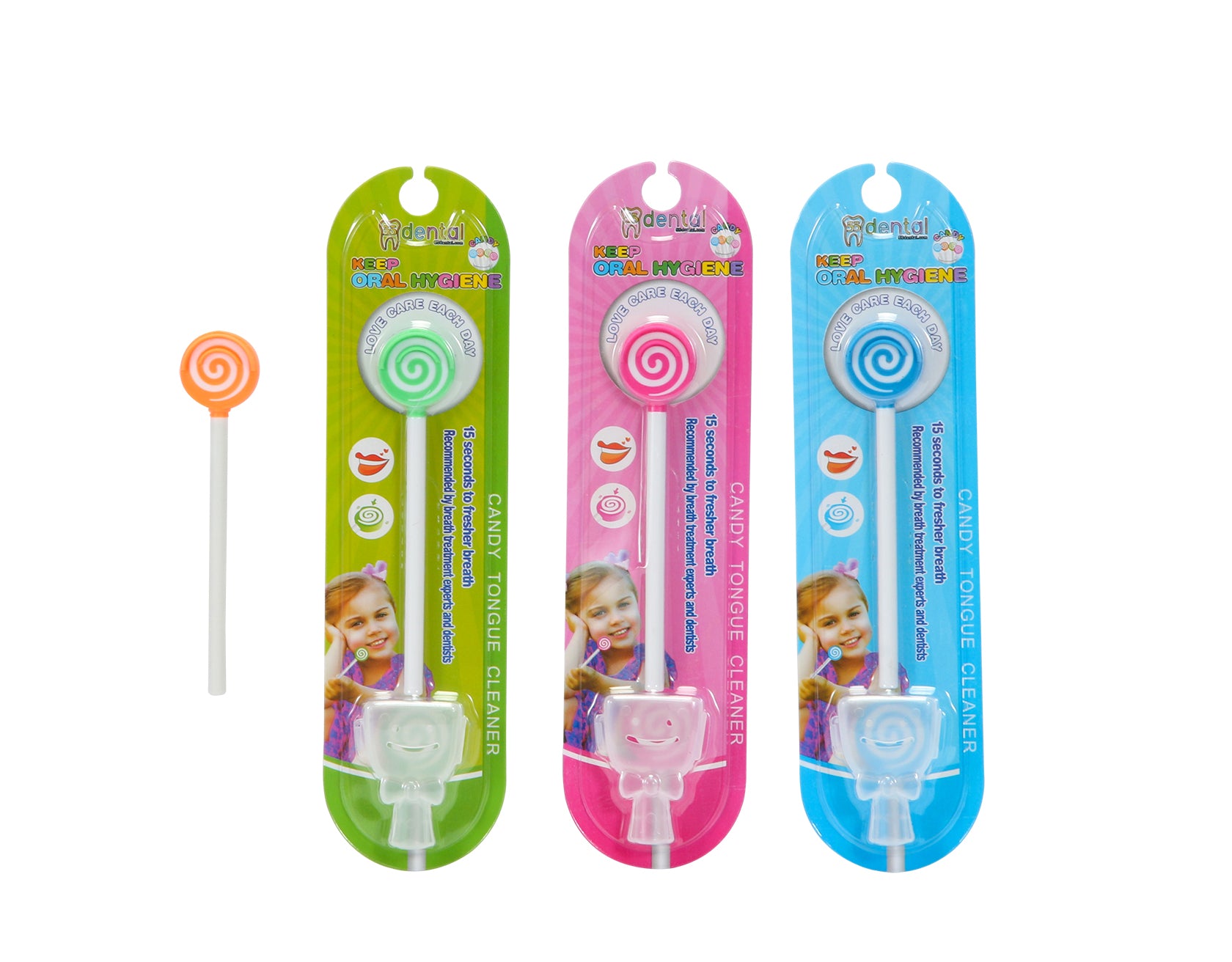 Candy Tongue Cleaner - 4 Pk. Pink, Orange, Green, Blue Combo