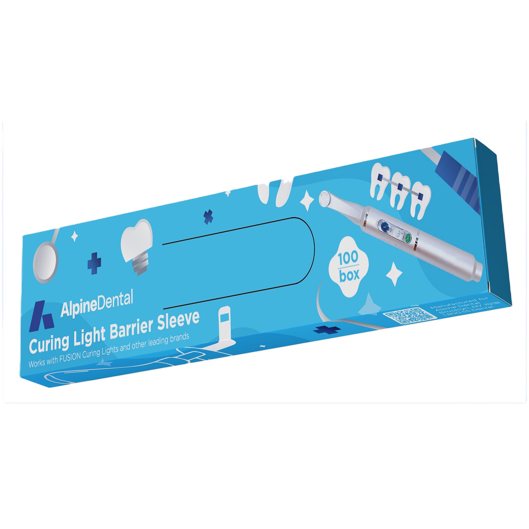 Alpine Dental Curing Light Barrier Sleeves, Clear Protective Cover for Detnal Handpiece, Fits A Variety of Curing Lights 8"x1.6" 100 per Box
