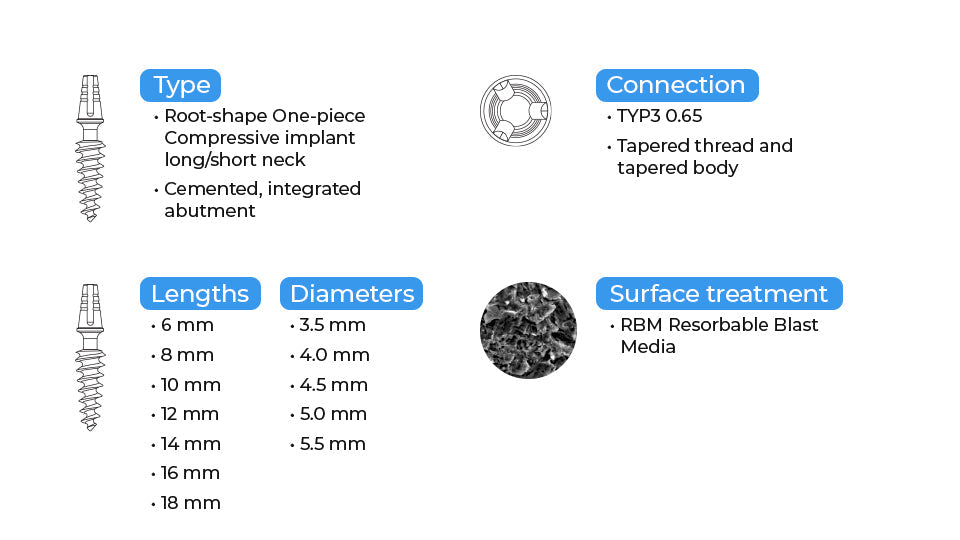 One-Piece Root-shaped Long Neck Implant